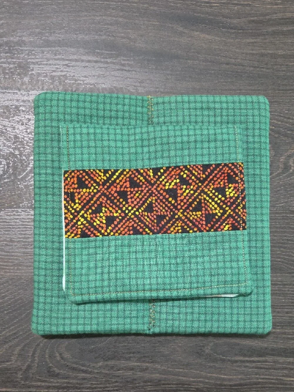 Handcrafted Green Fabric Pot Holders - Set of 3
